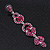 Long Luxury Magenta Crystal Drop Earrings In Rhodium Plating - Length 9cm - view 10