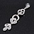 Long Luxury Magenta Crystal Drop Earrings In Rhodium Plating - Length 9cm - view 5