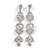 Long Luxury Clear Crystal Drop Earrings In Rhodium Plating - Length 9cm