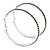 Jet Black Austrian Crystal 'Hoop' Earrings In Rhodium Plating - 55mm D - view 4