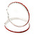 Red Crystal 'Hoop' Earrings In Rhodium Plating - 6cm Diameter - view 10