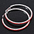 Red Crystal 'Hoop' Earrings In Rhodium Plating - 6cm Diameter - view 5