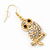 Clear Diamante 'Owl' Drop Earrings In Gold Plating - 4.5cm Length - view 5