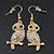 Clear Diamante 'Owl' Drop Earrings In Gold Plating - 4.5cm Length - view 3