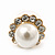 Small Classic Diamante Simulated Glass Pearl Stud Earrings In Gold Plating - 12mm Diameter - view 8
