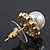 Small Classic Diamante Simulated Glass Pearl Stud Earrings In Gold Plating - 12mm Diameter - view 6