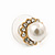 Teen Small Diamante, Simulated Pearl Stud Earrings In Gold Plating - 10mm Diameter - view 6