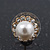 Teen Small Diamante, Simulated Pearl Stud Earrings In Gold Plating - 10mm Diameter - view 5
