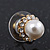 Teen Small Diamante, Simulated Pearl Stud Earrings In Gold Plating - 10mm Diameter - view 2