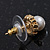 Teen Small Diamante, Simulated Pearl Stud Earrings In Gold Plating - 10mm Diameter - view 3