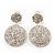 Bridal Pave-Set Clear Crystal Round Drop Earrings In Rhodium Plating - 3.5cm Length - view 5