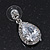 Bridal Clear Glass Crystal Teardrop Earrings In Rhodium Plating - 27mm Length - view 2