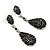 Jet Black Pave Set Swarovski Crystal Teardrop Earrings In Rhodium Plating - 4cm Length - view 7