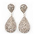 Bridal Pave-Set Clear Crystal Teardrop Earrings In Rhodium Plating - 5cm Length - view 4