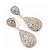 Bridal Pave-Set Clear Crystal Teardrop Earrings In Rhodium Plating - 5cm Length - view 6