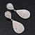 Bridal Pave-Set Clear Crystal Teardrop Earrings In Rhodium Plating - 5cm Length - view 2