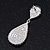 Bridal Pave-Set Clear Crystal Teardrop Earrings In Rhodium Plating - 5cm Length - view 5