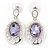 Light Amethyst CZ Crystal Oval Drop Earrings In Rhodium Plating - 35mm Length - view 6