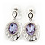 Light Amethyst CZ Crystal Oval Drop Earrings In Rhodium Plating - 35mm Length - view 4