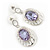 Light Amethyst CZ Crystal Oval Drop Earrings In Rhodium Plating - 35mm Length - view 7