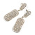 Bridal Pave-Set Clear Crystal Oval Drop Earrings In Rhodium Plating - 5cm Length - view 3