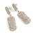 Bridal Pave-Set Clear Crystal Oval Drop Earrings In Rhodium Plating - 5cm Length - view 2