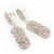 Bridal Pave-Set Clear Crystal Oval Drop Earrings In Rhodium Plating - 5cm Length - view 4