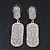 Bridal Pave-Set Clear Crystal Oval Drop Earrings In Rhodium Plating - 5cm Length - view 5
