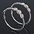 Rhodium Plated Clear Crystal 'Flower' Hoop Earrings - 5cm Diameter - view 8
