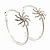 Rhodium Plated Clear Crystal 'Star' Hoop Earrings - 5cm Diameter - view 13