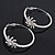 Rhodium Plated Clear Crystal 'Star' Hoop Earrings - 5cm Diameter - view 8