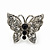 Rhodium Plated Pave Set Butterfly Stud Earrings - 20mm Width - view 5
