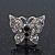 Rhodium Plated Pave Set Butterfly Stud Earrings - 20mm Width - view 4