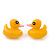 Cute Yellow Resin 'Duck' Stud Earrings In Silver Plating - 2cm Length - view 2
