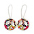 Multicoloured 'Peace' Drop Earrings In Silver Plating - 6cm Length