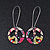 Multicoloured 'Peace' Drop Earrings In Silver Plating - 6cm Length - view 2