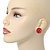 Ruby Red Coloured Crystal 'Flower' Stud Earrings In Rhodium Plating - 18mm Diameter - view 3