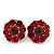 Ruby Red Coloured Crystal 'Flower' Stud Earrings In Rhodium Plating - 18mm Diameter