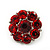 Ruby Red Coloured Crystal 'Flower' Stud Earrings In Rhodium Plating - 18mm Diameter - view 4