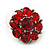Ruby Red Coloured Crystal 'Flower' Stud Earrings In Rhodium Plating - 18mm Diameter - view 5