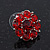Ruby Red Coloured Crystal 'Flower' Stud Earrings In Rhodium Plating - 18mm Diameter - view 7