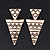 Black/ White Enamel Geometric Egyptian Style Drop Earrings In Gold Plating - 6cm Length - view 5