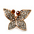 Gold Plated Pave Set Butterfly Stud Earrings - 22mm Width - view 3