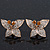 Gold Plated Pave Set Butterfly Stud Earrings - 22mm Width - view 2