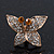 Gold Plated Pave Set Butterfly Stud Earrings - 22mm Width - view 4