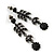 Delicate Jet Black Crystal Floral Drop Earrings In Gun Metal - 5.5cm Length