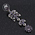 Delicate Amethyst Crystal Floral Drop Earrings In Rhodium Plating - 5.5cm Length - view 9