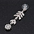 Delicate Amethyst Crystal Floral Drop Earrings In Rhodium Plating - 5.5cm Length - view 7