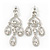 Bridal Clear Crystal Chandelier Earrings In Rhodium Plating - 6cm Length - view 4