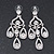 Bridal Clear Crystal Chandelier Earrings In Rhodium Plating - 6cm Length